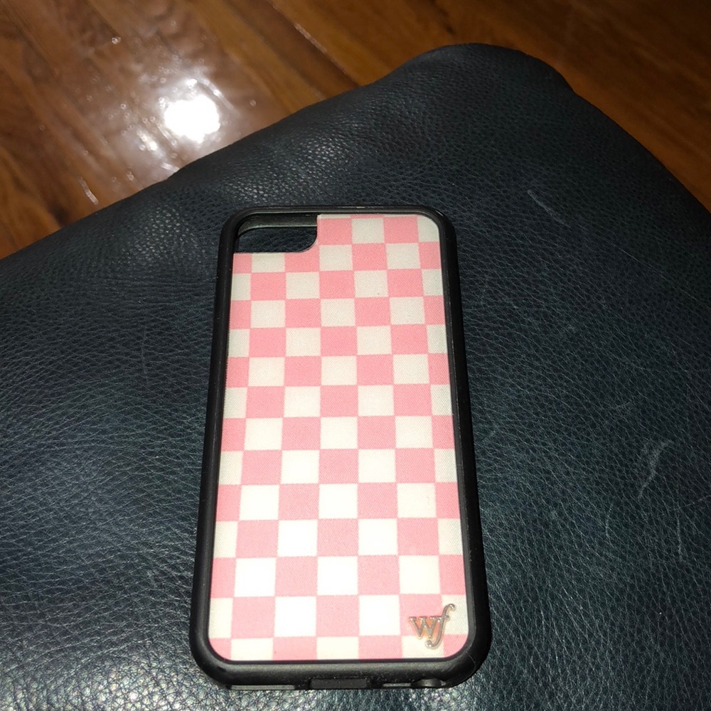 Wildflower pink checkered phone case